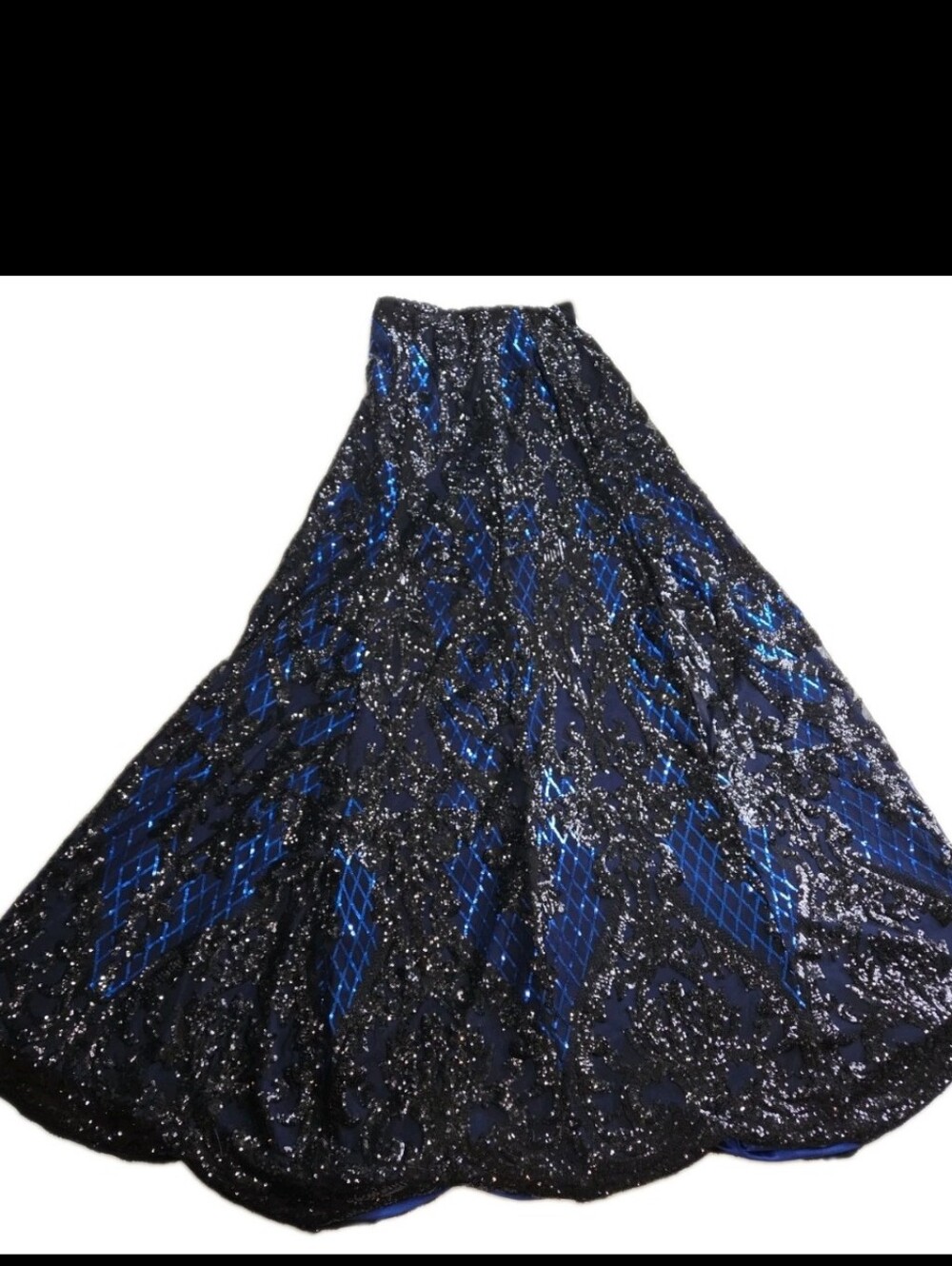 Blue Ridge Rags Rodeo Queen Formal Skirt Full Sequin Black Blue Extra Long NFR